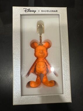 BaubleBar Disney Orange Mickey Keychain Key & Card Holder